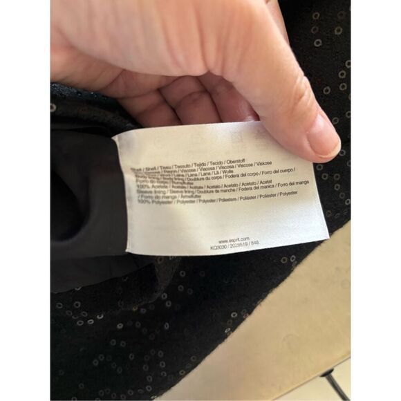 Esprit Black Sequin Women’s Bolero Jacket Blazer Size 8 Vintage - Picture 4 of 13